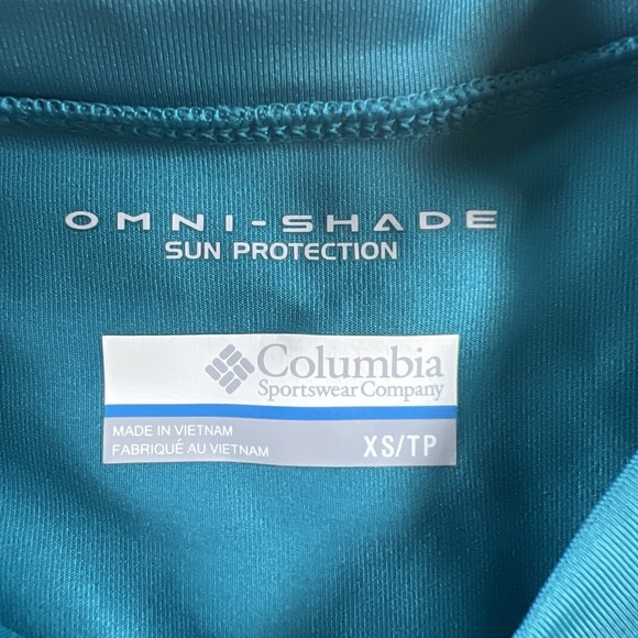 Columbia Teal/Yellow Long-Sleeve Omni-Shade Shirt  Women's‎ XS - Picture 3 of 9